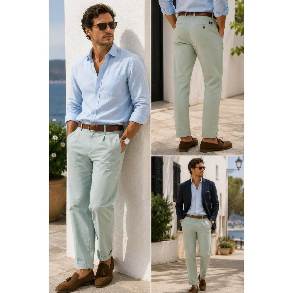 Dockers Men's Hemp Cotton Blend Casual Pats Size 29 Sage Straight Leg Lightweigh